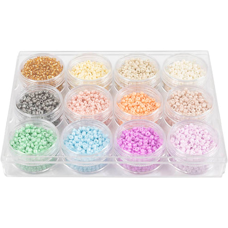 Kreativfirma Rocailles runde Glasperlen 3 mm Pastellfarben, 12x17 Gramm