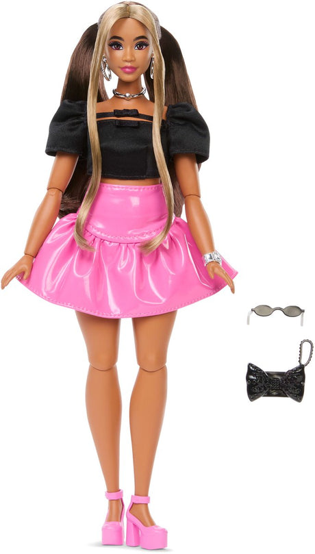 Barbie-Puppe im Deluxe-Stil – mit rosa Vinyl-Kernrock – Modepuppe