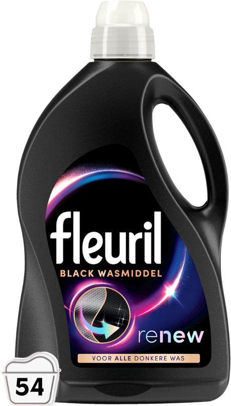 Fleuril Black – Flüssigwaschmittel – dunkle und schwarze Wäsche – 54 Waschgänge – Großverpackung