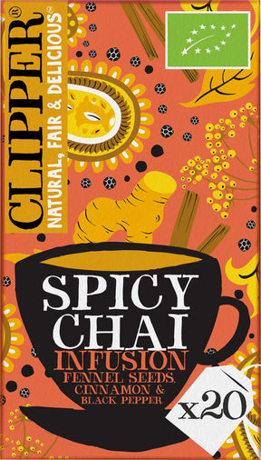 Clipper Tea Clipper würziger Chai-Tee – Kräutertee mit Ingwer und Zimt – 80 Teebeutel