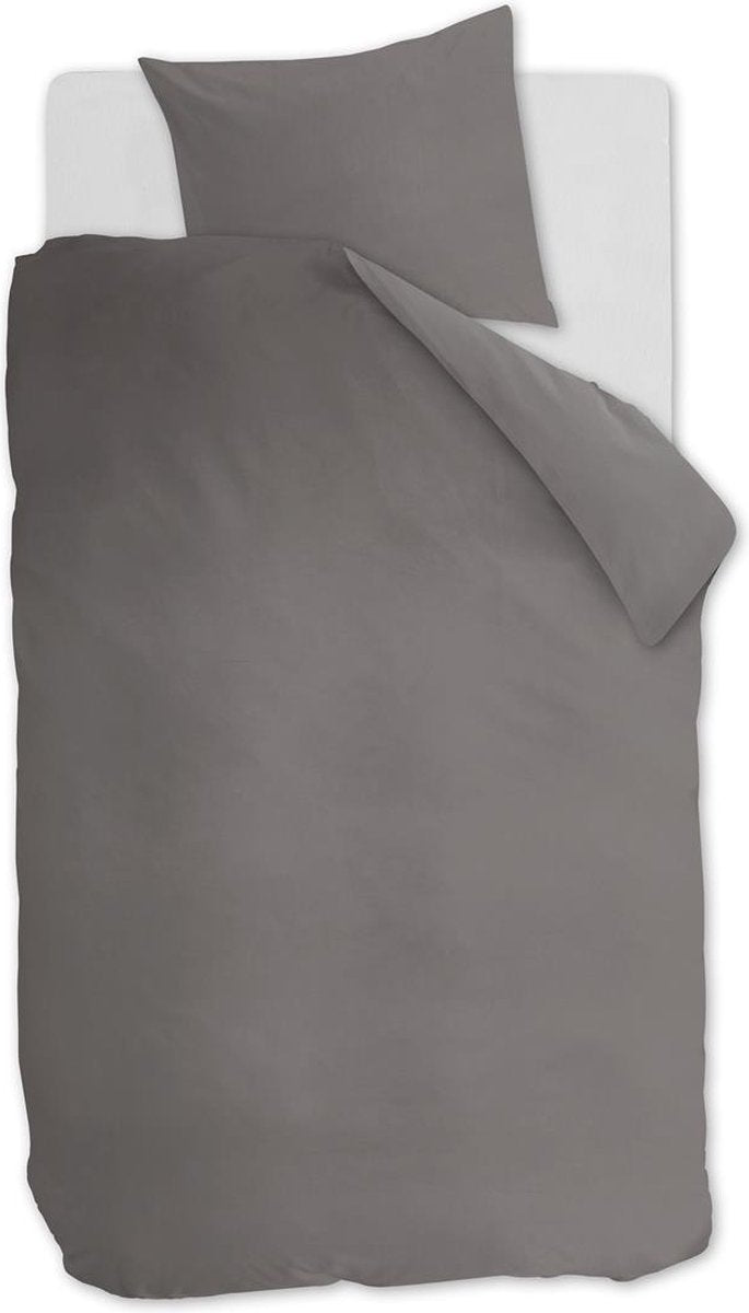 Ambiante cotton uni dekbedovertrek - effen - eenpersoons - 140x200 220 cm - grijs