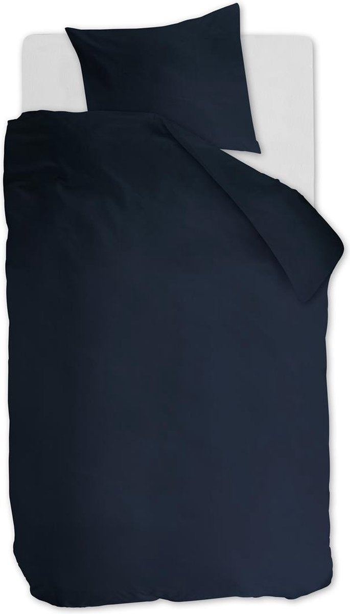 Ambiante cotton uni dekbedovertrek - effen - eenpersoons - 140x200 220 - donker blauw