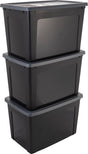 Iris Clearbox Aufbewahrungsbox – 70 l – Kunststoff – Schwarzgrau – 3er-Set