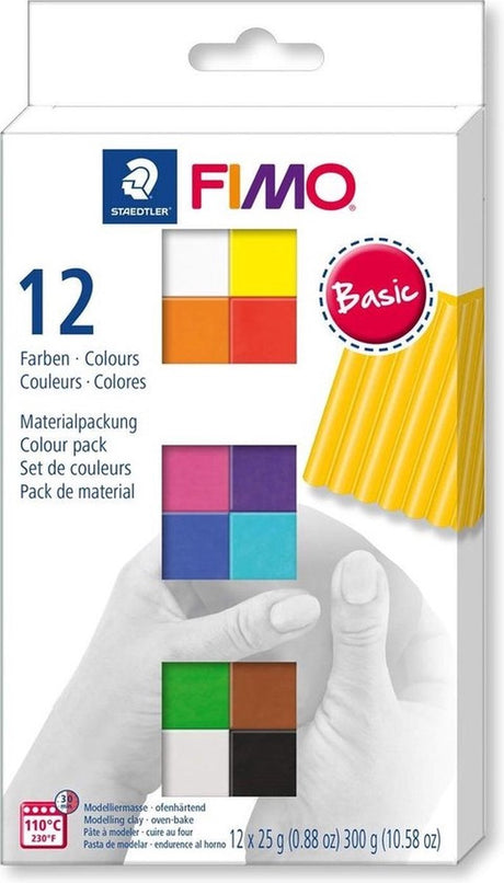 Fimo weiche, ofenhärtende Modelliermasse – Farbpaket – 12 Grundfarben