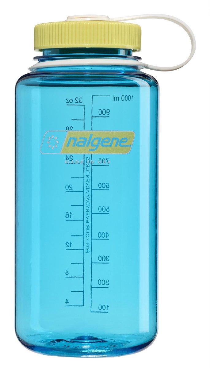 Nalgene – Weithalsflasche – Trinkflasche – Wasserflasche – 1000 ml – BPA-frei – Sustain – Blue Atoll w Endive, neu