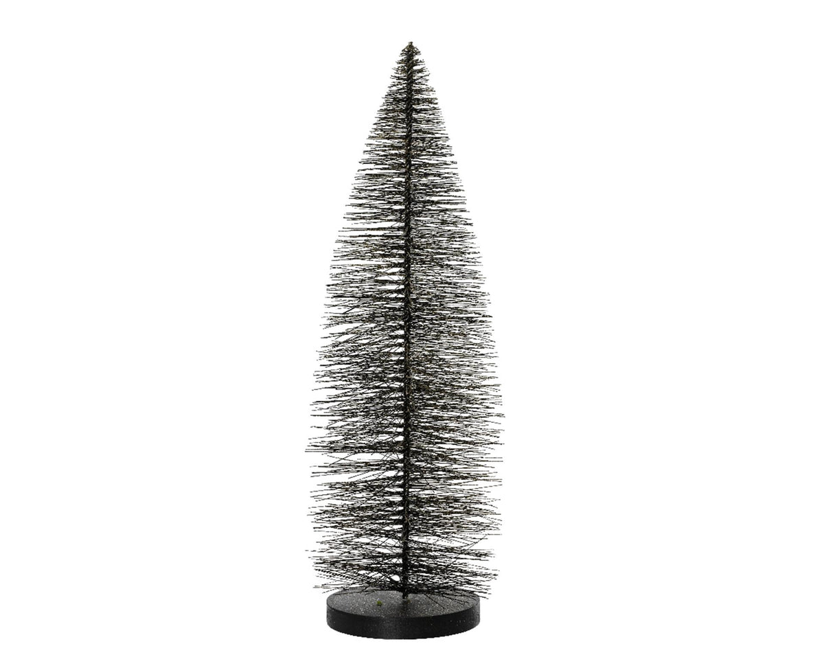 Decoris dekorative Weihnachtsbaumbürste aus schwarzem Kunststoff, Durchmesser 7 x 20 cm