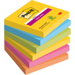 Post-it Super Haftnotizen Karneval, 90 Blatt, 76 x 76 mm, Packung mit 6 Blöcken