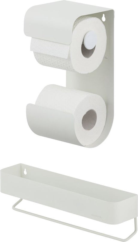 Sealskin brix - dubbele wc rolhouder inclusief wandrek met handdoekrek - 35 cm - wit