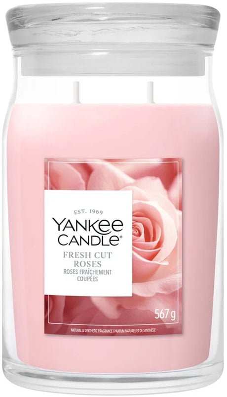 Yankee candle - fresh cut roses large jar geurkaars - 90 branduren - twee lonten