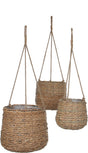 Mica decorations avalon hangpot - set van 3 - h90 x ؝30 cm - zeegras - lichtbruin