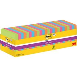 Post-it-Vorteilspaket: ® Super-Haftnotizen – Neonorange, Neongrün, Fuchsia, Mittelmeerblau, 76 mm x 76 mm, 21 Blöcke + 3 gratis