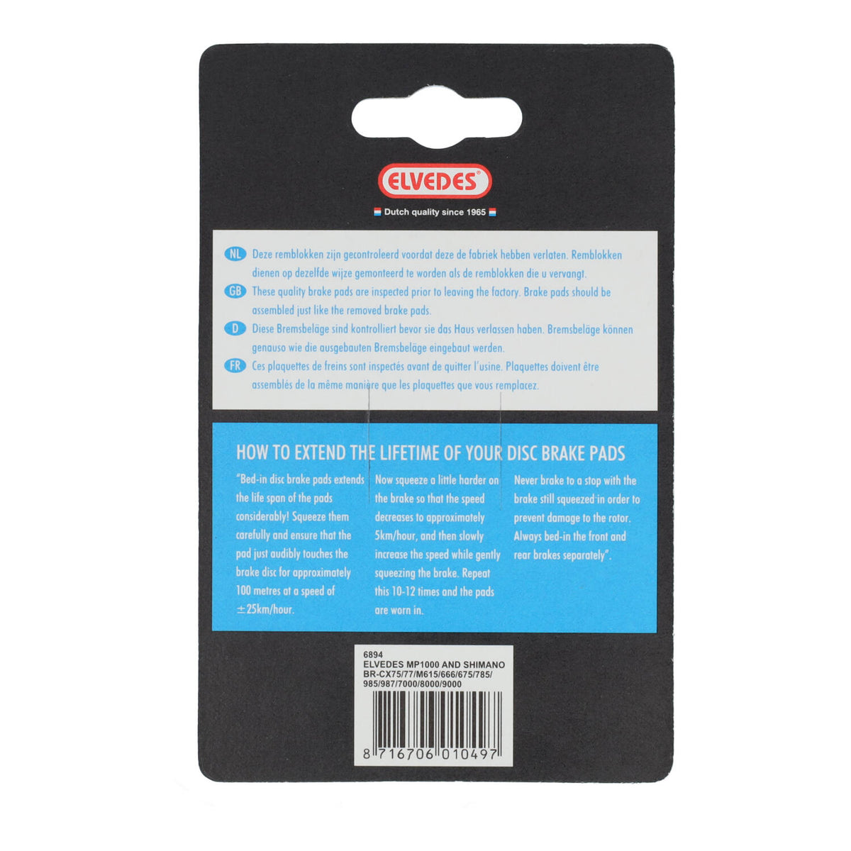 Scheibenbremsblock-Set ELVEDES Bio Shimano BR-M666, M785, M985, M988, R785, RS785 (1 Paar)