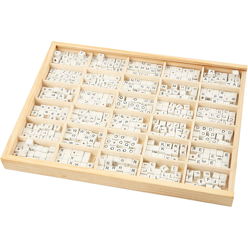Creativ Company Holzbriefperlen Weiß A-Z, 750st.