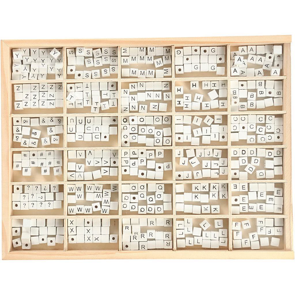 Creativ Company Holzbriefperlen Weiß A-Z, 750st.