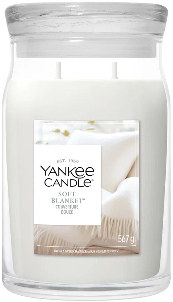 Yankee Candle – Duftkerze mit weicher Decke, großes Glas – 90 Brennstunden – zwei Dochte