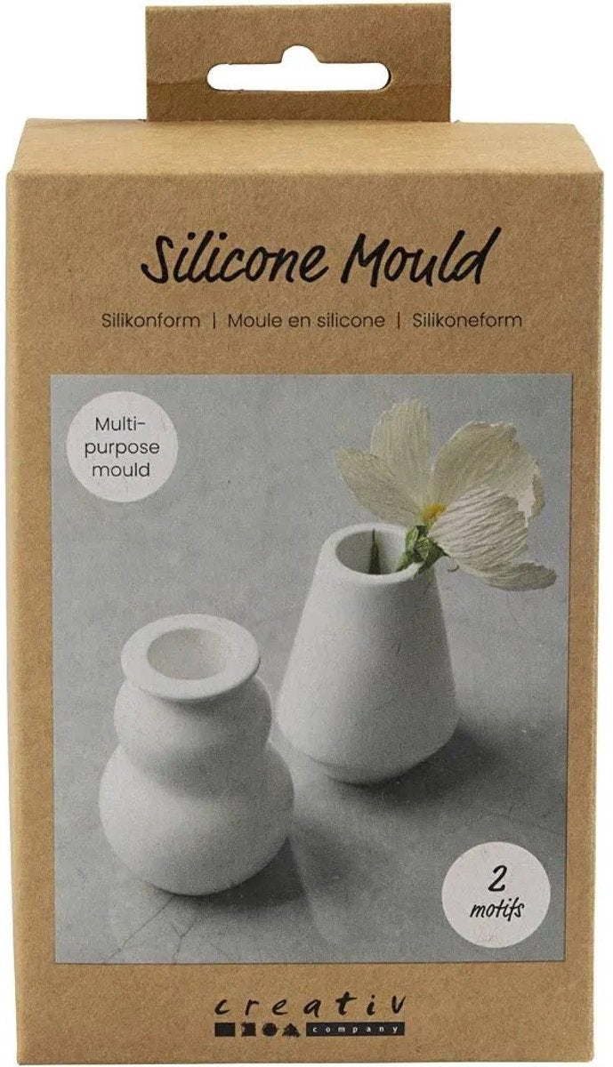 Creativ Company Silikonformen, Vase und Kerzenständer, H: 7,5 cm, T 5,5 cm, matt transparent, 2 Stück 1 Box