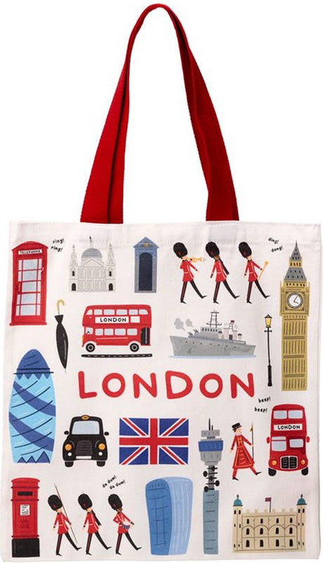 Puckator-Taschen-Shopper – London – ikonische Sehenswürdigkeiten der Skyline – Polycotton, wiederverwendbar – 39,5 x 37,5 cm