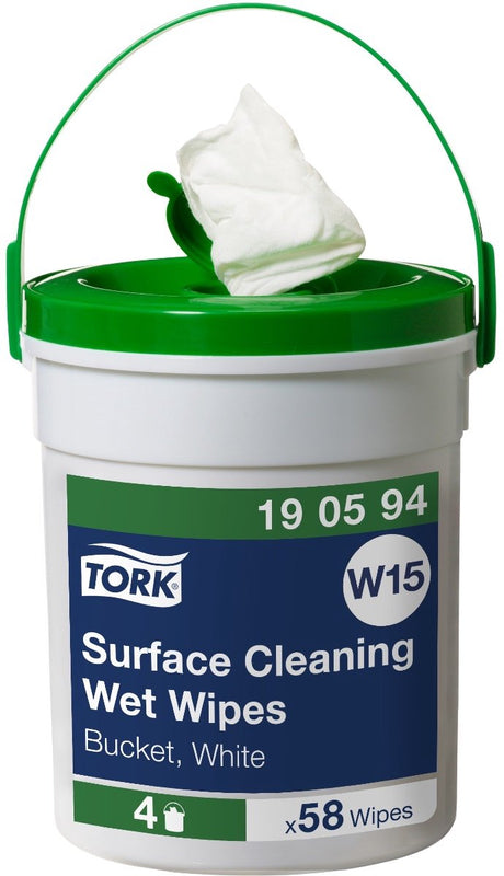 Tork 190594 4x emmers 58v reiniger wet wipe 1-lgs wit 16 mtr x 27 cm doos à 4 emmer 58 vel (190594)