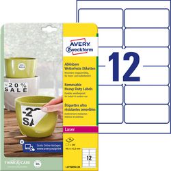 Avery Zweckform wetterfeste Etiketten Avery L4776rev-20 weiß 240 Stück