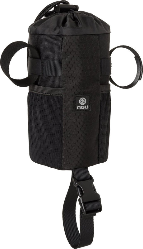 Agu venture - stuurtas voor fiets snacks - 1l - waterafstotend gerecycled polyester - zwart - 3m reflectie - twee mesh zijvakken - eenvoudige bediening