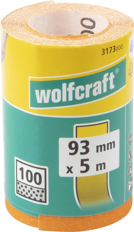 Wolfcraft - Schleifpapier Körnung 100 - auf Rolle - 5 m x 93 mm - 3173000