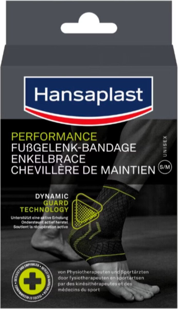 Hansaplast performance sport enkel brace - enkelsteun - one size - zwart - 1 stuk one size