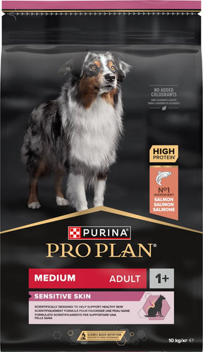 Pro Plan Purina® ® Sensitive Skin Medium Adult – Trockenfutter für Hunde – Lachs – 10 kg