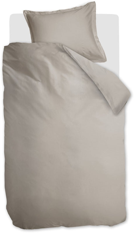 Ambiante satin uni dekbedovertrek - eenpersoons - 140 x 200 220 cm - zand