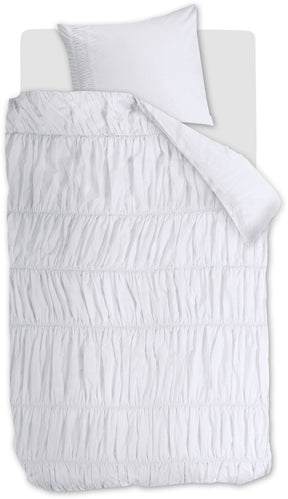 Riviera maison rivièra maison ruffle dekbedovertrek - eenpersoons - 140 x 200 220 cm - wit