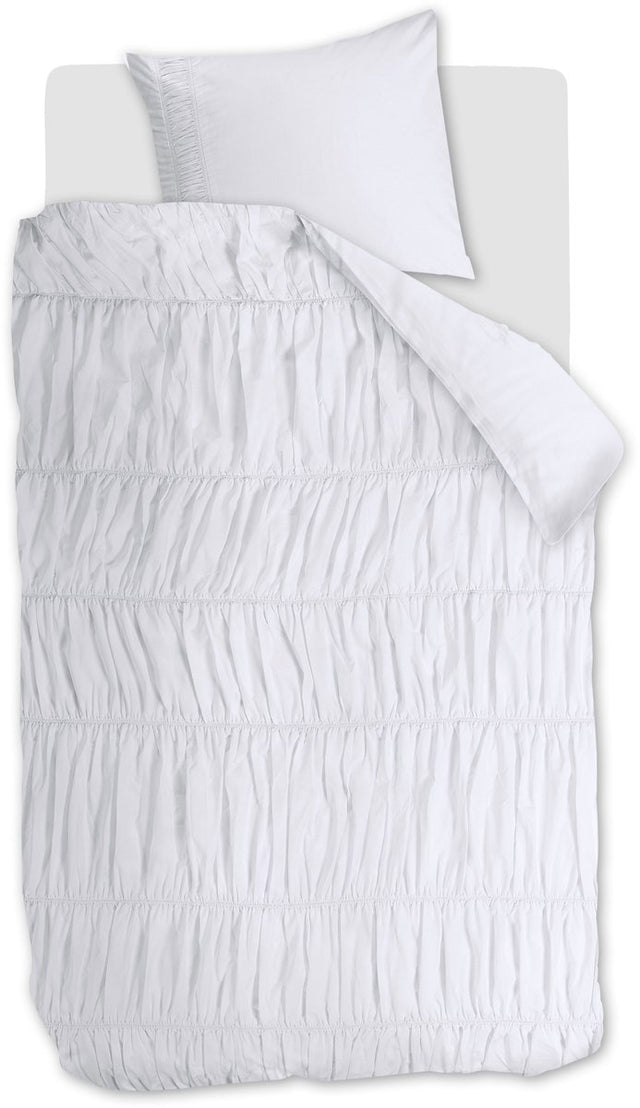 Riviera maison rivièra maison ruffle dekbedovertrek - eenpersoons - 140 x 200 220 cm - wit