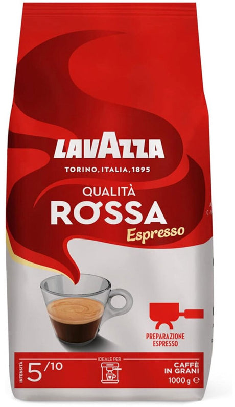 Lavazza qualità rosso Kaffeebohnen – Kaffeemischung aus Robusta- und Arabica-Bohnen – Intensität 5 10 – 1 kg