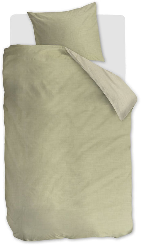Vtwonen cozy slub dekbedovertrek - eenpersoons - 140 x 220 cm - groen