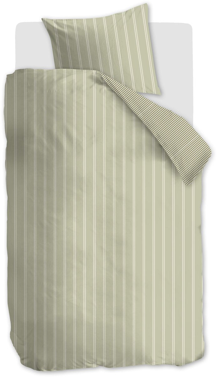 Vtwonen mini stripe dekbedovertrek - eenpersoons - 140 x 220 cm - groen