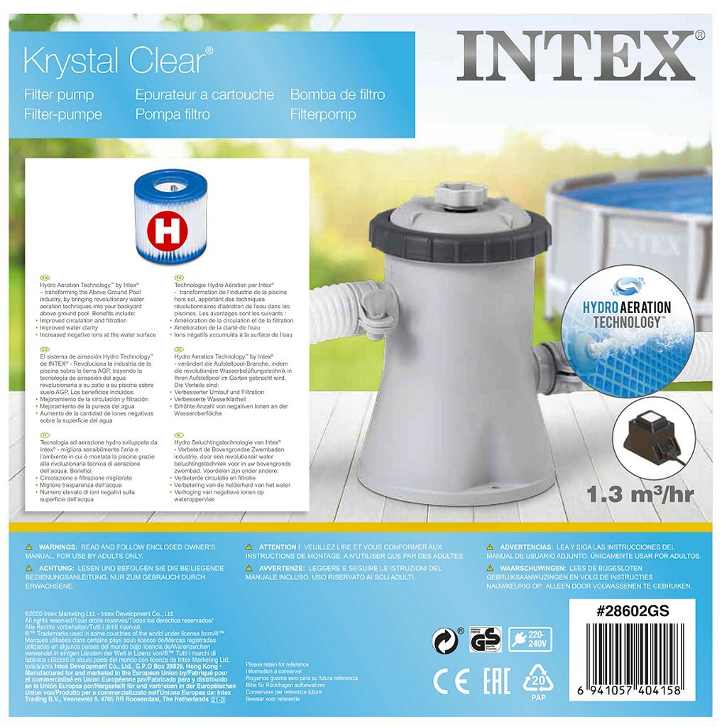 Intex 28602gs Kristallklare Filterpumpe 1250l 12v