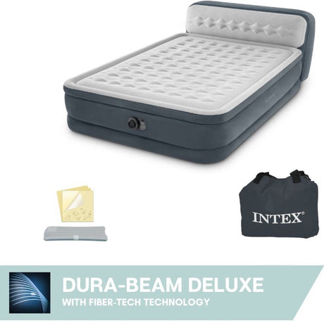 Intex Queen Ultra-Plüsch-Luftmatratze mit Kopfteil und integrierter Pumpe – 203 x 152 x 46 cm