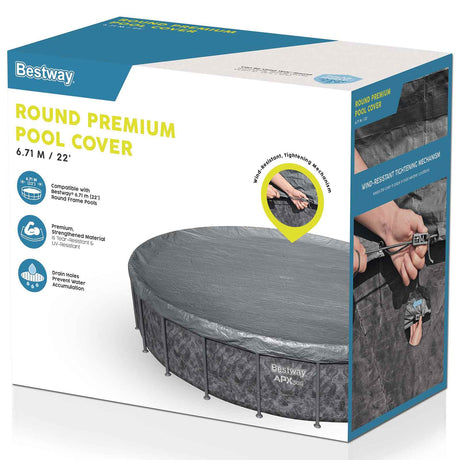Bestway zwembadcover ø6,71 m rond polyester grijs