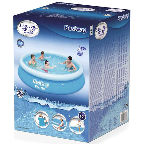 Bestway Schwimmbad Fast Set aufblasbar rund 366x76 cm 57273