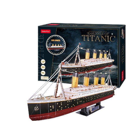 Kubisches lustiges 3D-Puzzle Titanic mit LED-Beleuchtung – 266 Teile.