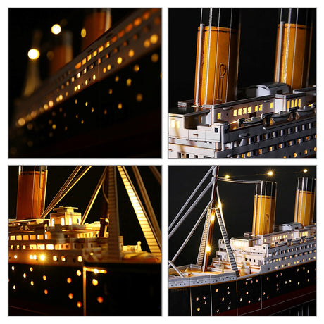 Kubisches lustiges 3D-Puzzle Titanic mit LED-Beleuchtung – 266 Teile.