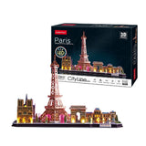 Kubisches lustiges 3D-Puzzle City Line Paris mit LED-Beleuchtung, 115 Teile.