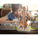 Kubisches lustiges 3D-Puzzle City Line Paris mit LED-Beleuchtung, 115 Teile.