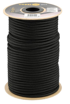 Vorel gevlochten touw 8mm 100m zwart