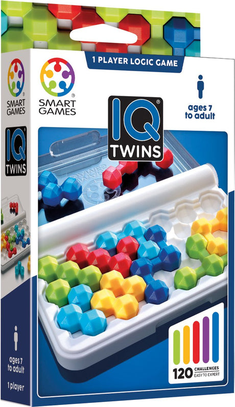 Smartgames IQ Twins – logisches Denkspiel, Reisepuzzle – 120 Aufgaben mit Zwillingsteilen – lehrreiches Solospiel – ab 7 Jahren