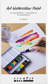 Creativ Company Art Aquarellfarbe, ½ Näpfchen, Blumen und Landschaften, Größe 10x15x20 mm, verschiedene Farben, 12 Farben 1 Stück