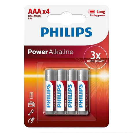Philips AAA-Alkalibatterien 4 Stück