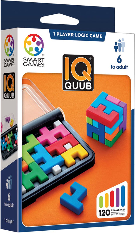 Smartgames IQ Quub – logisches Denkspiel, Würfelpuzzle – 120 Aufgaben in 2D und 3D – lehrreiches Solospiel mit Soft-Touch – ab 7 Jahren
