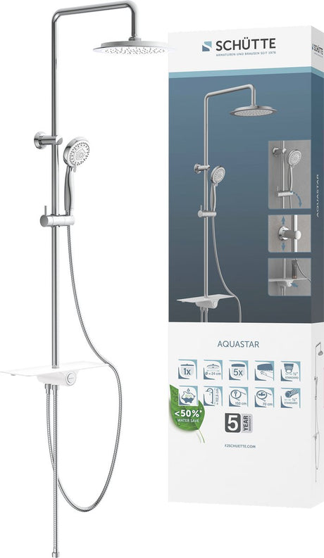 Schütte Regenuschset mit Plateau Aquastar weiß und verchromt -gelenkt