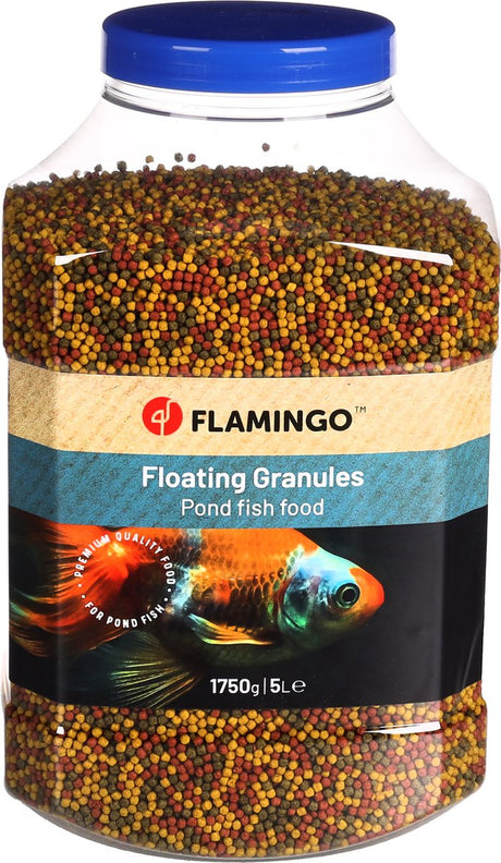 Flamingo-Fischfutter – Fischfutter – Teichtransport – Teichtransport-Granulat – 5 l – Mischung Beige Grün Rot