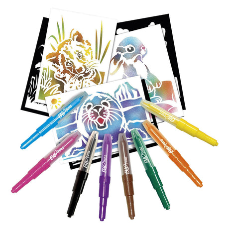 Blopens knutsel set babydieren met 8 blaaspennen