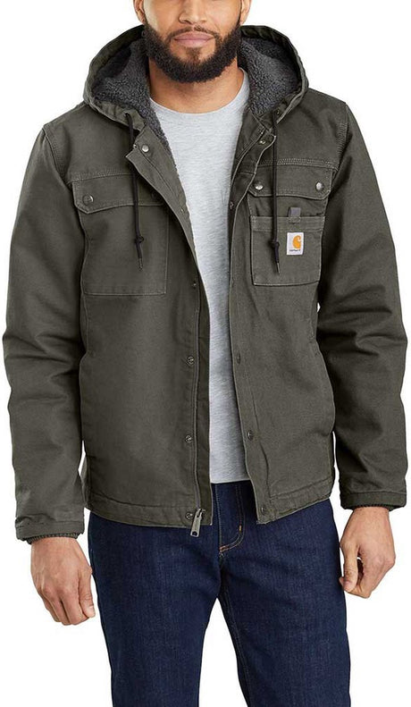 Carhartt 103826 relaxed fit washed duck sherpa-lined utility jacket | mosgroen | xl